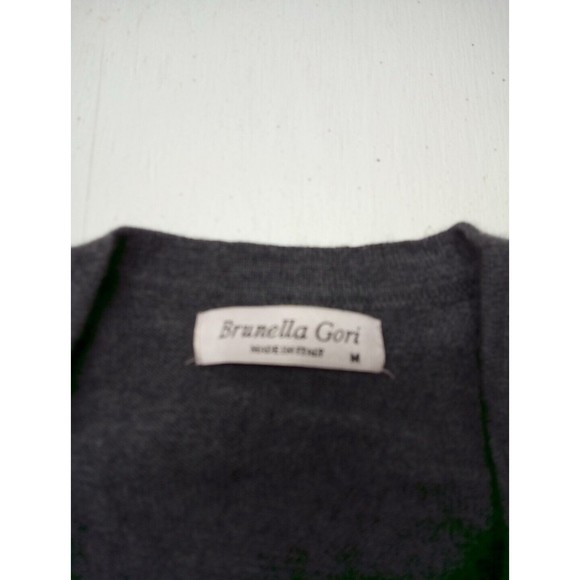 Brunella Gori 100% Extrafine Merino Wool Gray V-Neck Pullover Sweater Size M - Picture 4 of 5